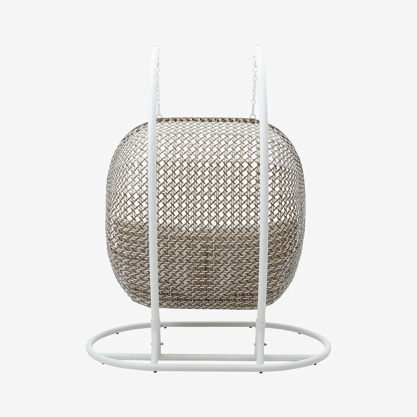 Sillón colgante de jardín 2 plazas de resina trenzada y metal blanco - Moka