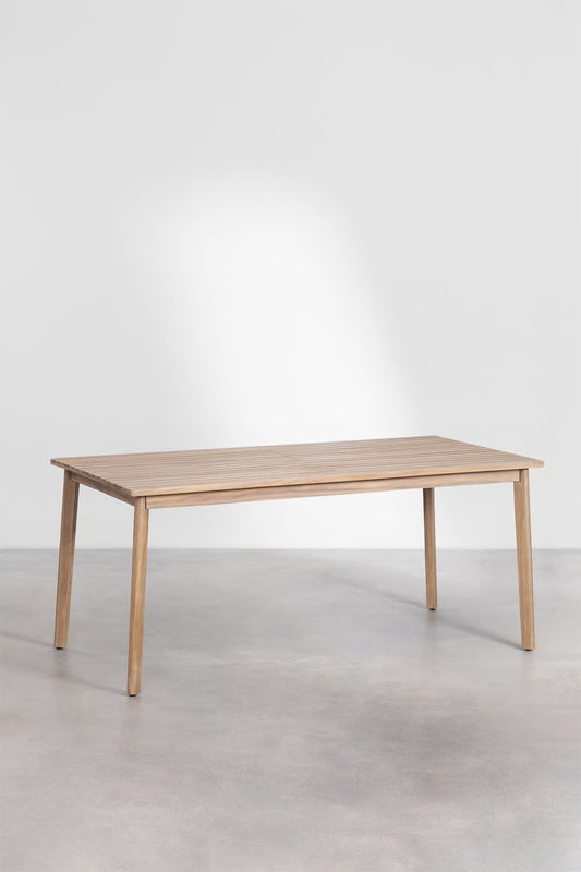 Set de mesa rectangular 220x100 cm y 8 sillas de jardín en madera de acacia Kaela