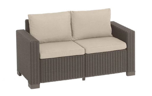 Sofá de 2 plazas de exterior California 141x68x71.5 cm - Capuchino.