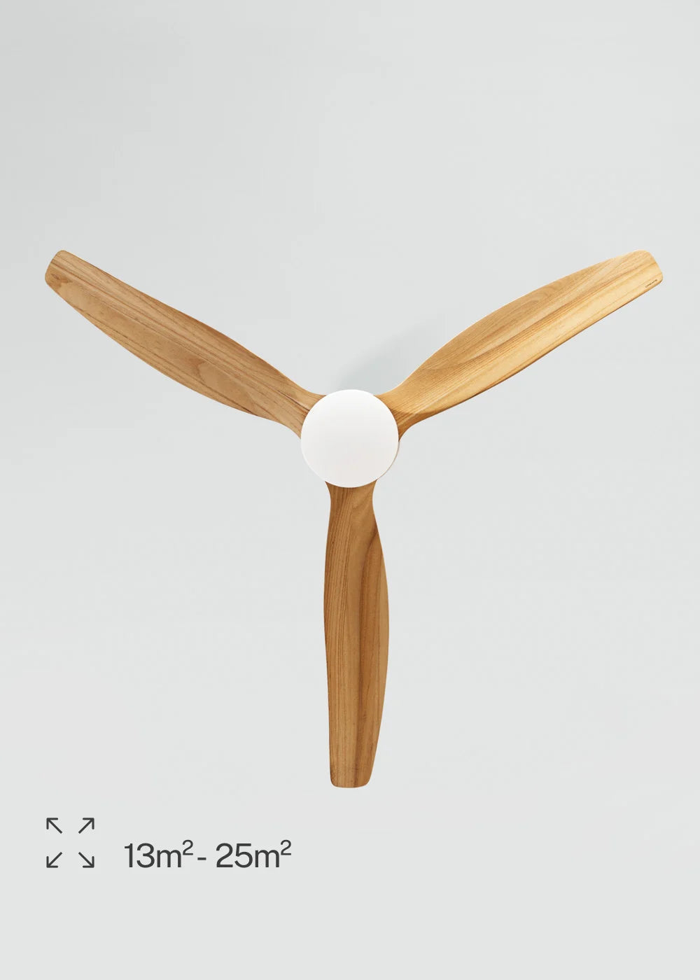Ventilador de techo 40W silencioso Ø132cm 100% madera con carcasa de yeso personalizable