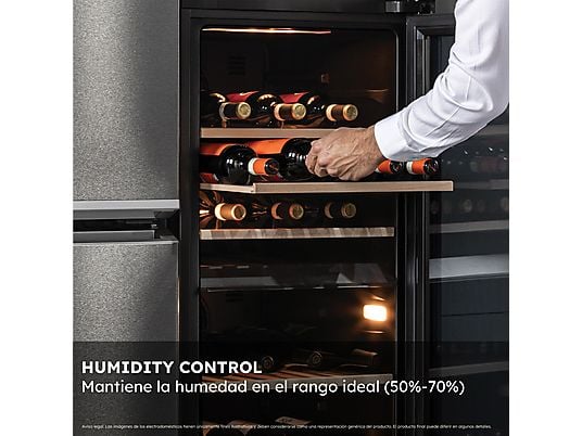 Vinoteca - Haier HWS42GDAU1, Temperatura 5º - 20º, 42 botellas, 106 l, hOn App, Negro