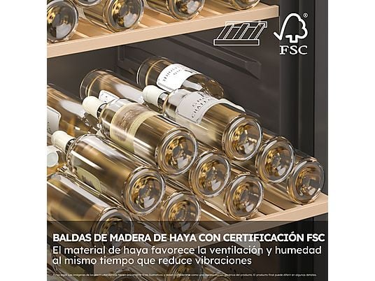 Vinoteca - Haier HWS42GDAU1, Temperatura 5º - 20º, 42 botellas, 106 l, hOn App, Negro