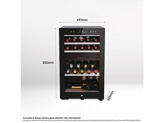 Vinoteca - Haier HWS42GDAU1, Temperatura 5º - 20º, 42 botellas, 106 l, hOn App, Negro